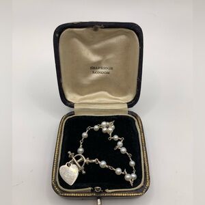 925 sterling silver genuine freshwater pearl dainty bracelet with heart charm